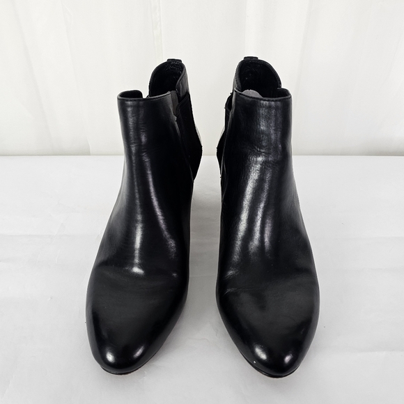 Vince Camuto Signature black leather ankle bootie metallic heel Size 7 - Picture 6 of 10